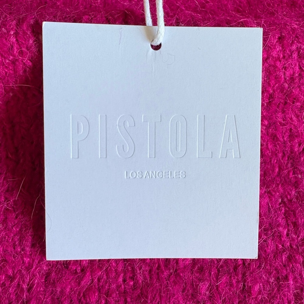 NWT Pistola Woman’s Medium OverSized Vibrant Pink Mock Neck Long-Sleeve Sweater - Picture 6 of 10